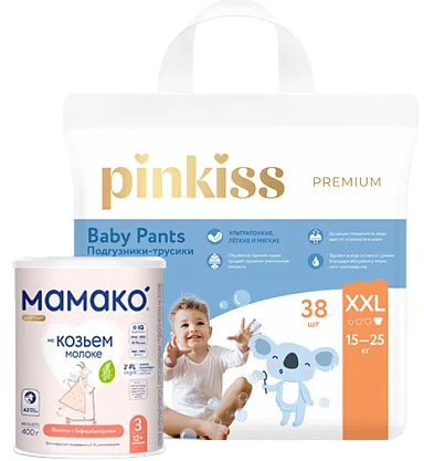 Набор: смесь 3 (400 г), 12 шт. + подгузники-трусики XXL (15-25 кг), 38 шт.