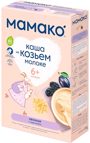 Овсяная каша с черносливом на козьем молоке для детского прикорма. 